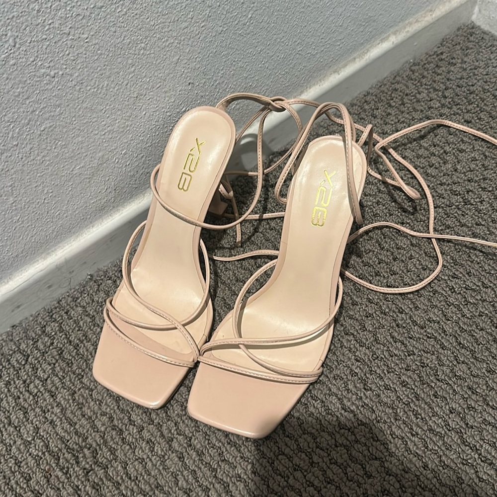 Ankle strap nude heels
